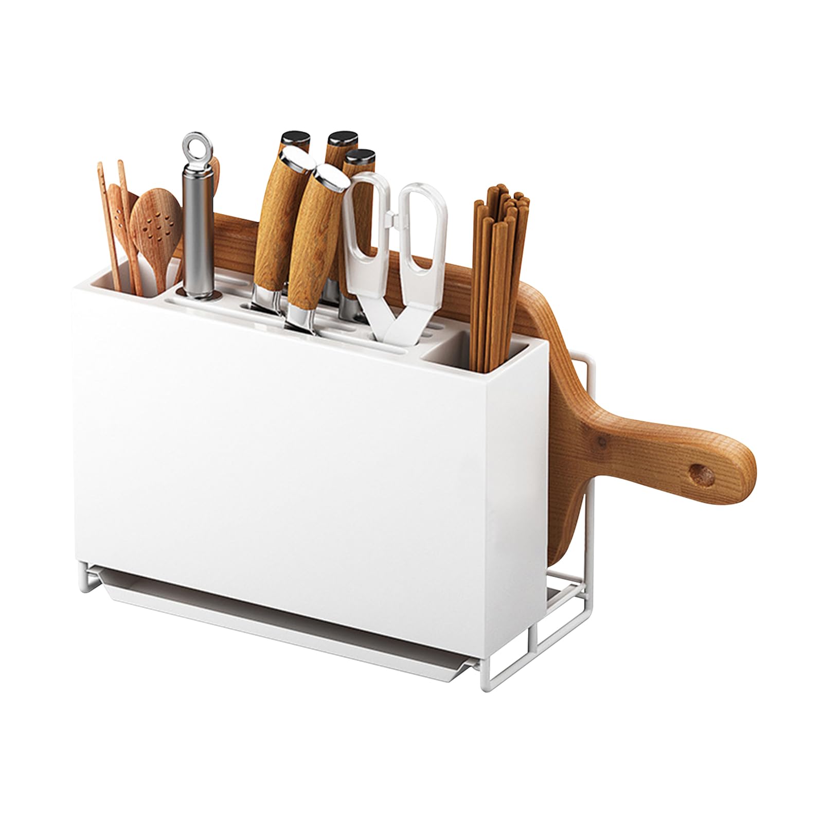 Ergocar Ceppo Portacoltelli, Ceppo Coltelli Universale, Portacoltelli da Banco Portacoltelli con Gabbia per Bacchette e Slot, per Utensili da Cucina, Taglieri, Posate