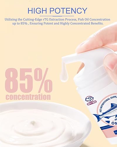 Miniatura 2 de Aceite de pescado de salmón silvestre para perros y gatos pequeños -3 veces Omega 3 para la piel y el pelaje - Suplemento alimenticio emulsionado