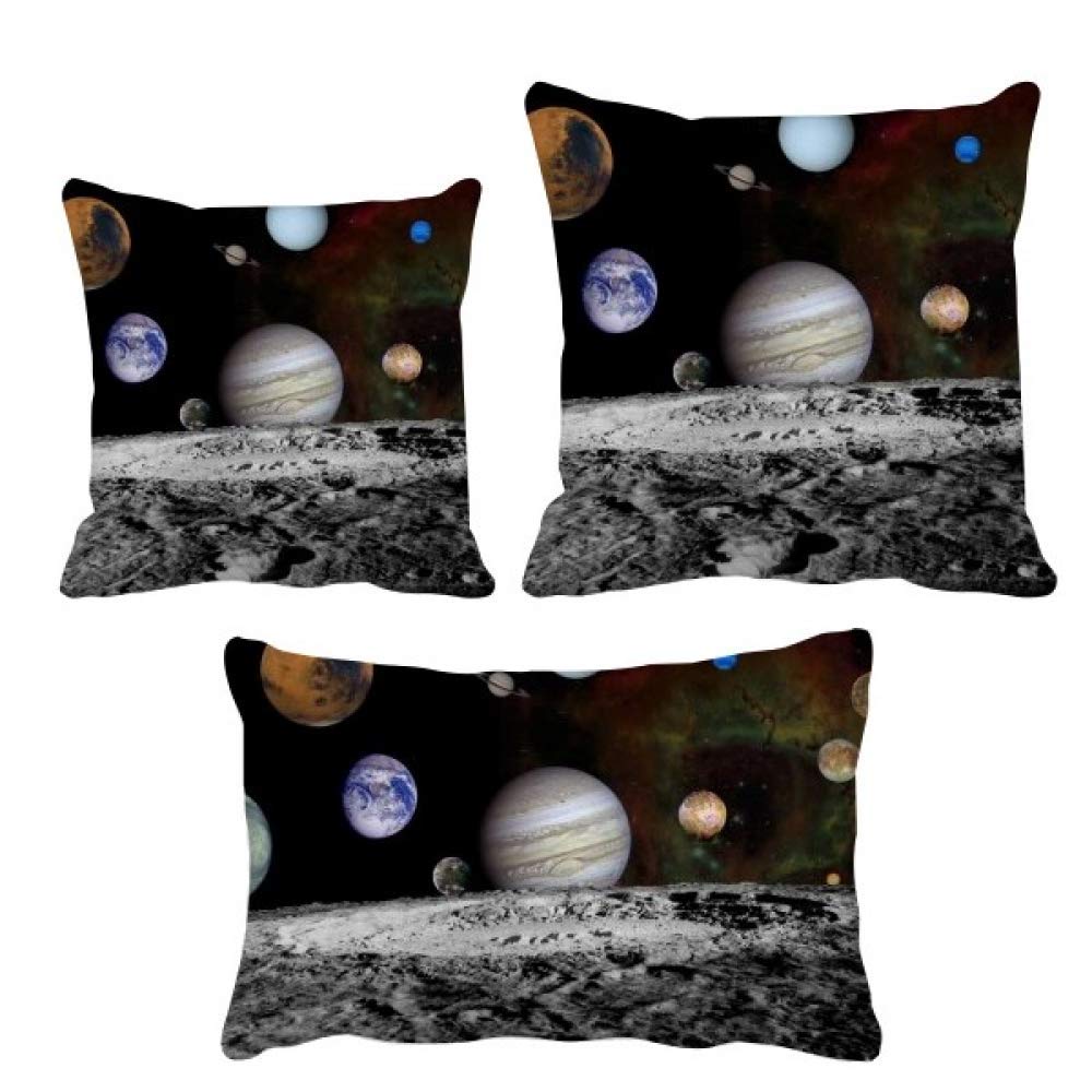 Housse de coussin planètes univers sombre taie décoration espace noir