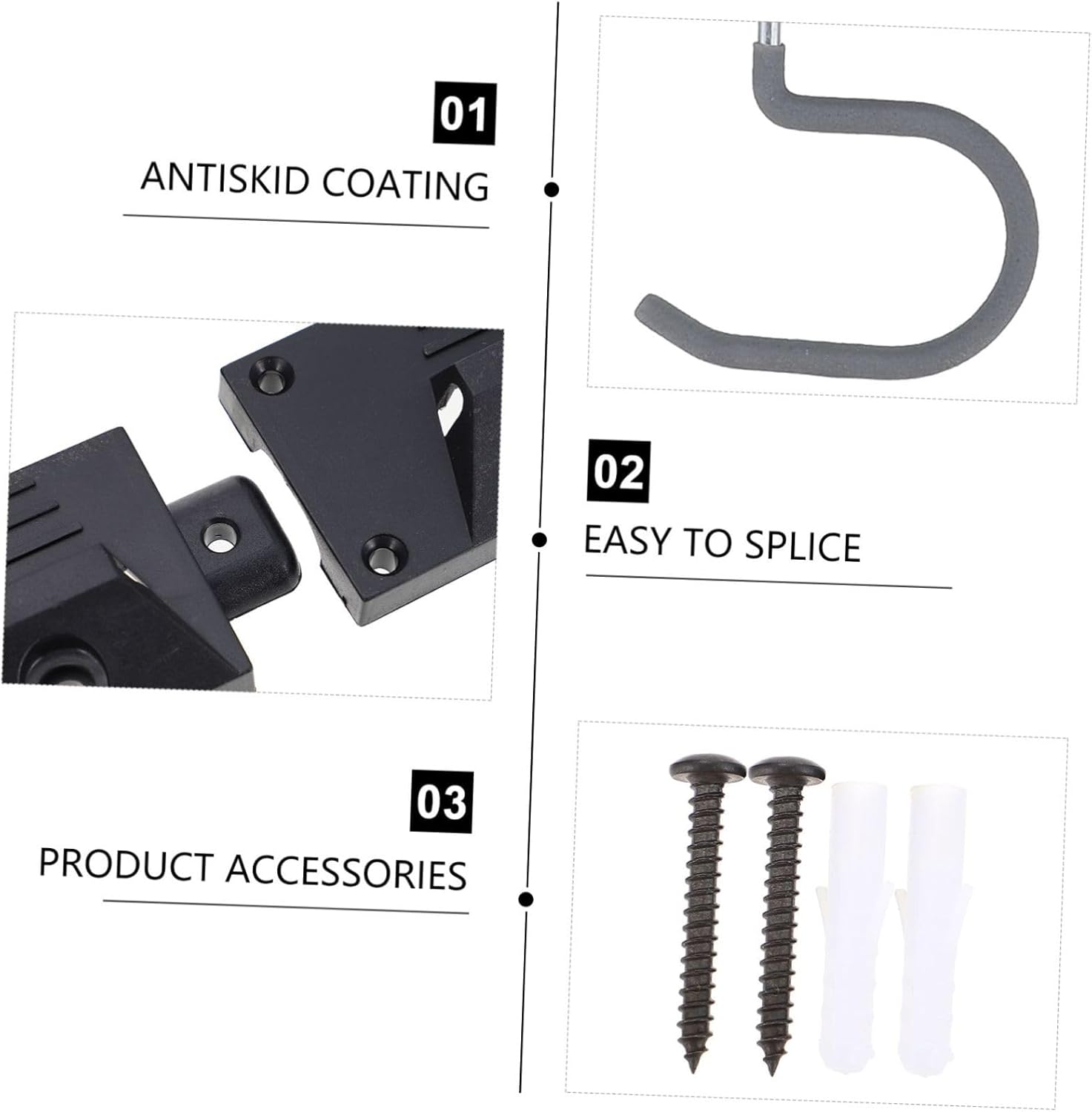 Garage Wall Mount Tool Organizer Set Plastic Back Panel Metal Hooks for Broom Mop Shovel and Garden Tools Sturdy Household Storage Solution for Home and Garage Random Color