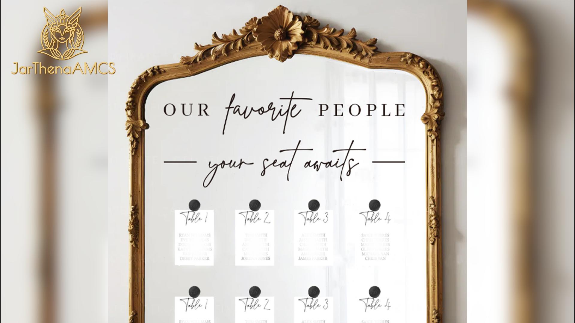 Wedding Seating Chart Decal - 18" X 3" Vinyl Sticker, "Our Favorite People", Mirror Or Wall Decal