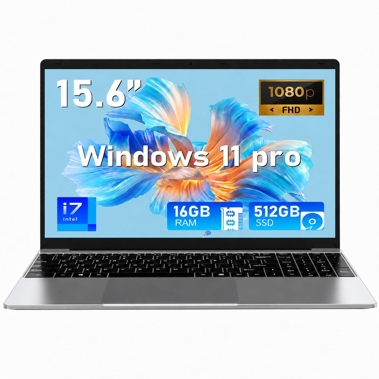 NIAKUN Laptop Computer, Gaming Laptops 2026, 15.6 Inch Lap Top PC Windows 11 Pro, 16GB RAM 512GB SSD, Core i7-7600U Processor(up to 3.9GHz), Office 365, for Business and Students, Backlit Keyboard