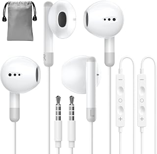 2 Packs - Earbuds Wired with 3.5mm Plug Headphones, [MFi Certified] iPhone earbuds Built-in Mic&Volume Control, Earphones Compatible with iPhone/iPad/Android/Computer/MP3 and Other 3.5mm Jack Devices