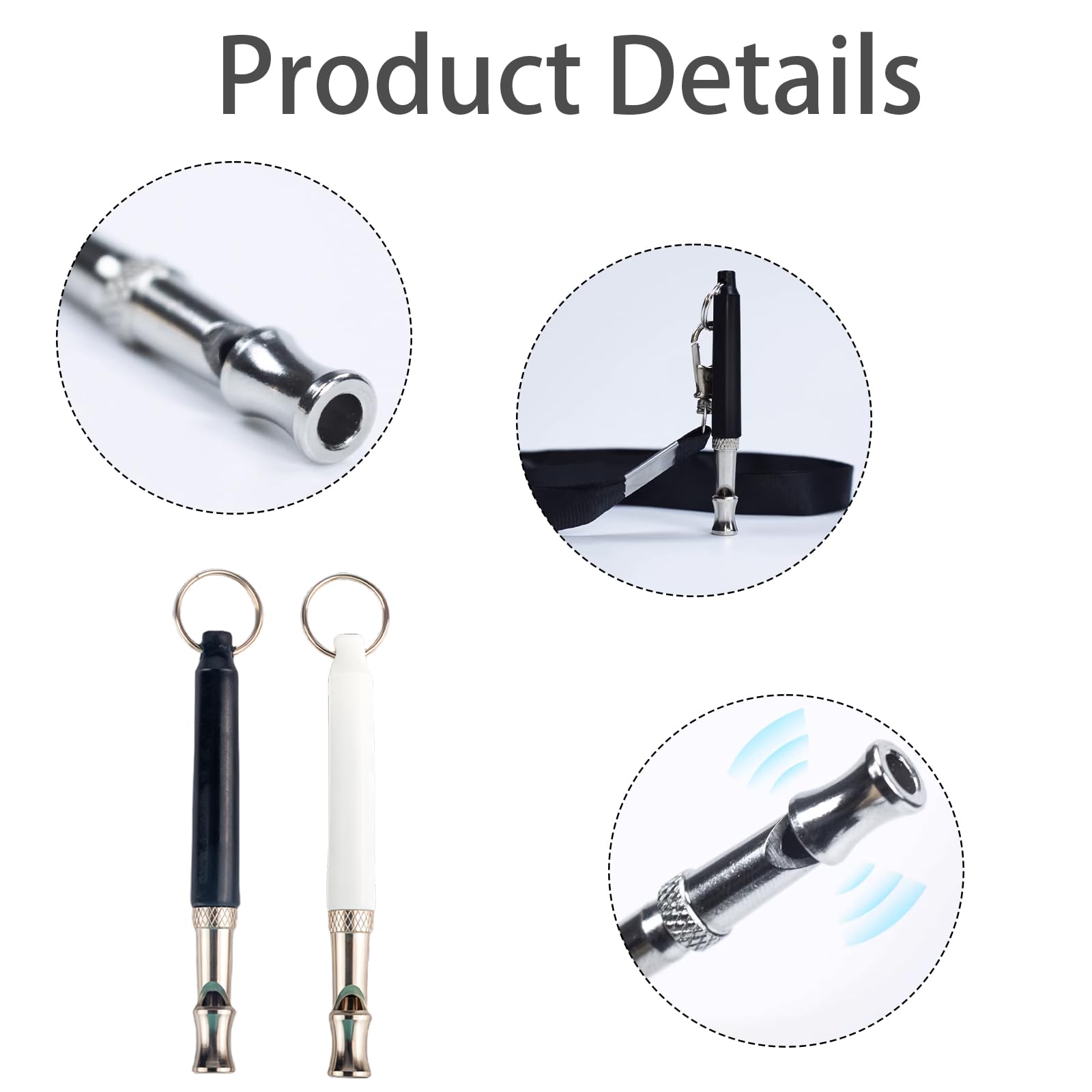 AYNKH 2 Pcs Recall Dog Whistle, HF Silent Dog Whistle, Dog Training Whistle, Dog Whistle Training Aid with Lanyard, Black and White - Image 3