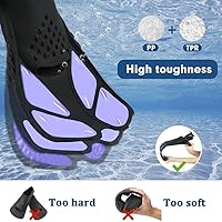 Vista 4 de Sugaroom Aletas de natación con talón abierto, aletas de snorkel ajustables con bolsa de malla, equipo de esnórquel, aletas para buceo