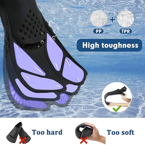 Miniatura 4 de Sugaroom Aletas de natación con talón abierto, aletas de snorkel ajustables con bolsa de malla, equipo de esnórquel, aletas para buceo, tamaño de