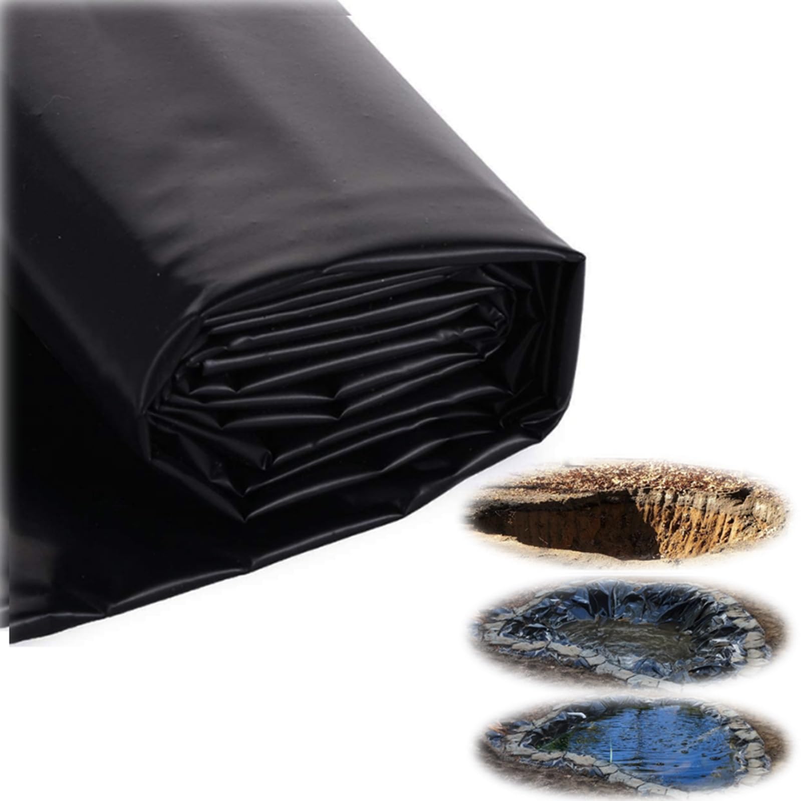 Reservoir Pond Film W 1.5/2.5/3.5/4.5/5.5/6.5/7.5/8.5/9.5/10.5/11.5/12.5/13.5m Outdoor Large Fish Pond Liner Thickness 0.12mm Garden Wildlife Pond Membrane Pond Lining 200gsm LDPE Waterproof(2.5 x 4.0