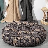 Meditation Cushion, Large Elephant Pattern Mandala Bohemian Style Floor Pillow, 32x32x6 Inch Square