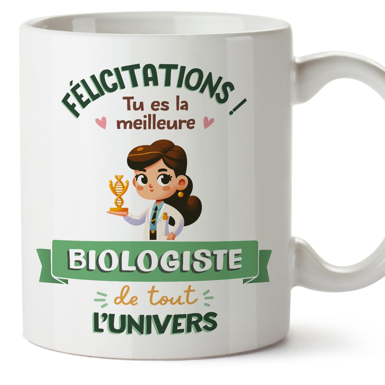 MUGFFINS Biologist Woman Mug - in French - Meilleur Univers Trophée - Funny Gift for Colleagues - Ceramic 11oz Mug — image 1