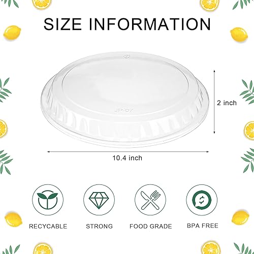 Miniatura 2 de Patelai 32 aperitivos redondos de plástico con tapa de 10 pulgadas para servir frutas vegetales plato de fiesta 6 compartimentos desechables para