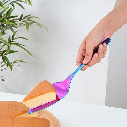 Pastel de boda cuchillo y pala, Acero Inoxidable Arco Iris Espátula Herramienta de Hornear Pastel Sever Mantequilla Cuchillos Para Pie/Pizza/Queso