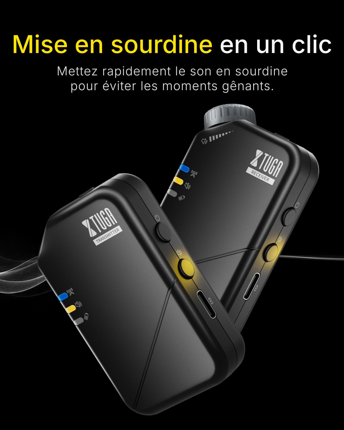XTUGA Système de Surveillance Intra‑auriculaire sans Fil, système IEM stéréo sans Fil 2,4 GHz à Faible Latence, Surveillance de scène pour Groupes musicaux, églises et Musiciens (J02S)