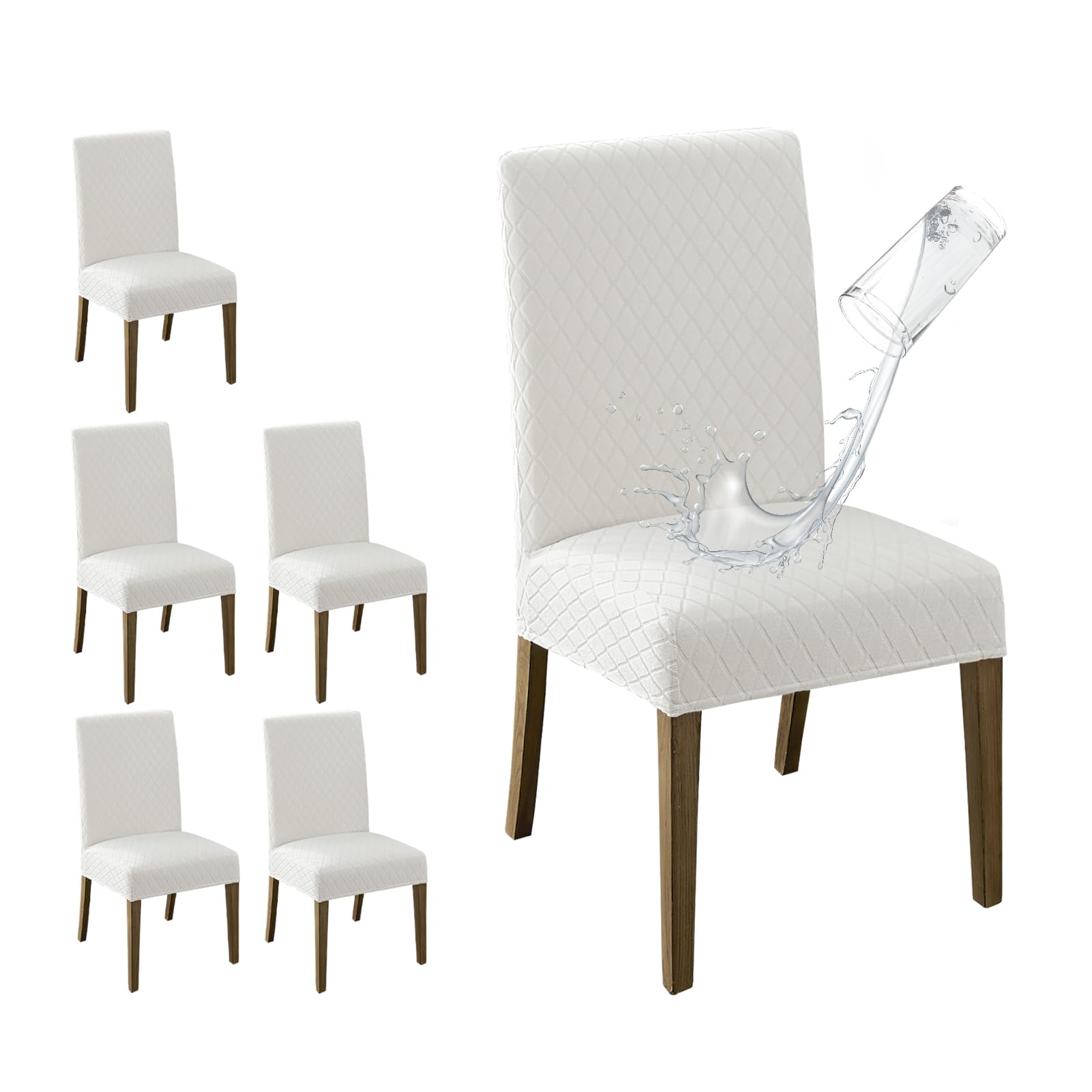 Photo 1 of MOSAYT 6-Pack Dining Chair Covers, Waterproof, Stretch Jacquard