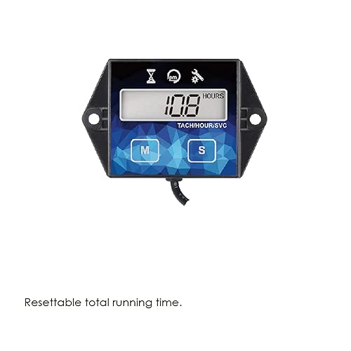Miniatura 2 de Jayron JR-HM011F - Tacómetro digital autoalimentado por horas, horas TOT reiniciables, recordatorio de mantenimiento programable de cuenta