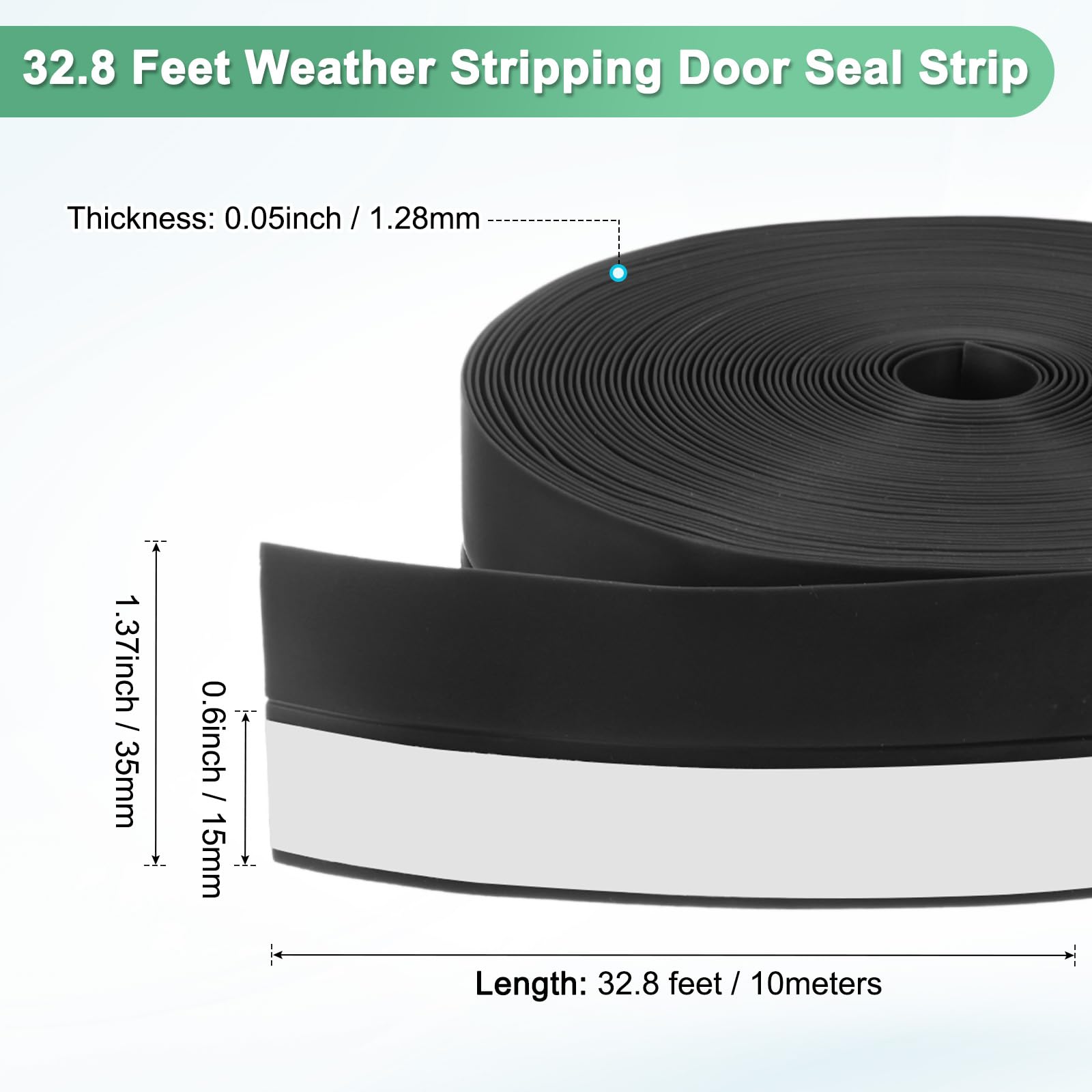 M METERXITY Weather Stripping Door Seal Strip, 1.37 Inch(35mm) Silicone 32.8 ft Draft Stopper for Windows Gaps/Shower Door - Image 3