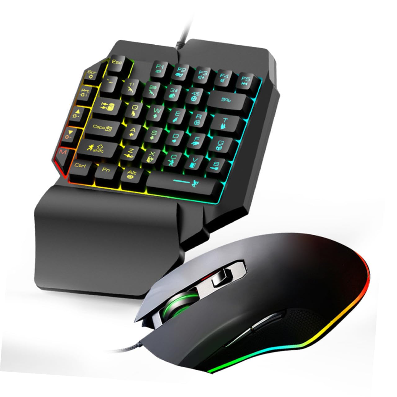 Mobestech Tastiera da Gioco Retroilluminata e Mouse per Computer, Set per Videogiochi con Controllo Preciso, per Intrattenimento Domestico e Gioco per Ragazzo Ragazza