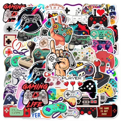50 PCS Video Game Stickers Bulk Pack - Waterproof Vinyl Decals for Water Bottles, Laptops, Tech Devices & Skateboards | Aesthetic Gaming Sticker for Teens, Adults | Cool Gamer Gift Party Supplies
