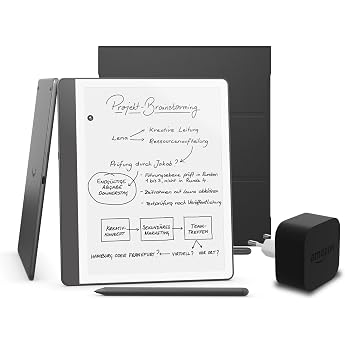 Kindle Scribe (2024 release) 64 GB, an Amazon Plant Based Cover and an Amazon Powerfast 9W power supply