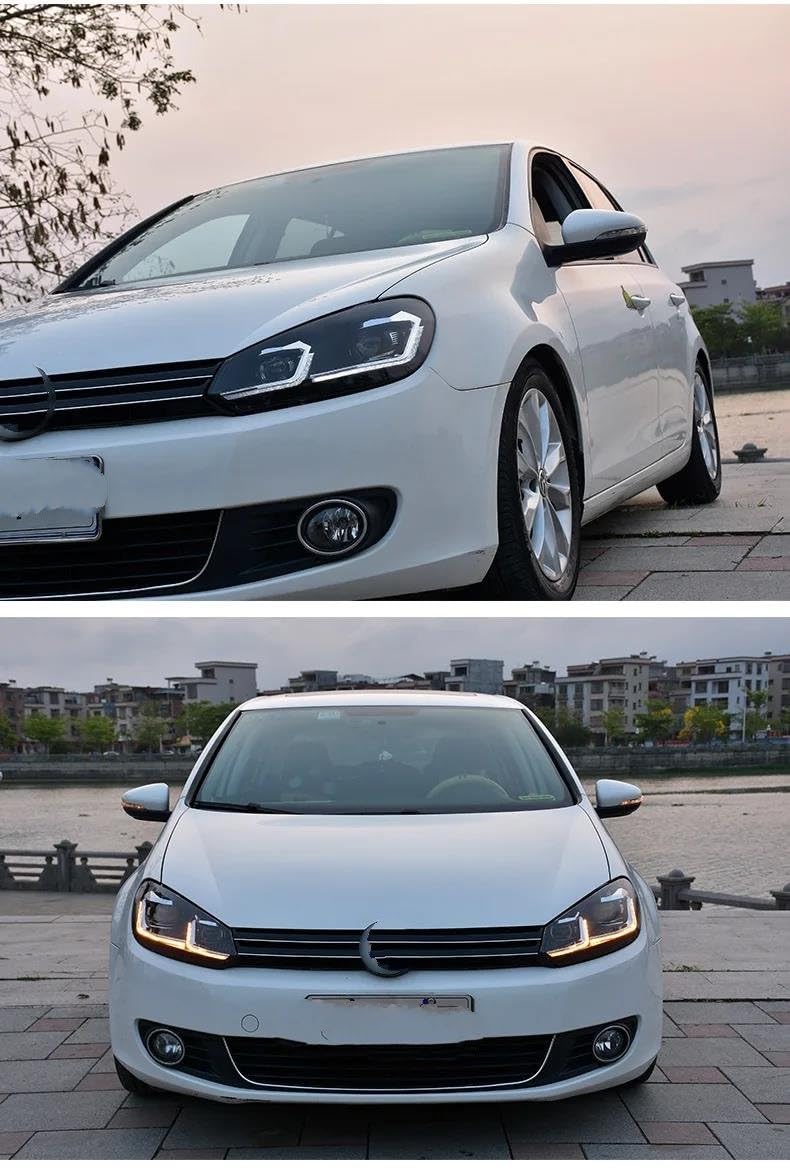 Proiettore Fanale Anteriore Per VW Per Golf 6 Faro 2009-2012 Per Golf 6R Gruppo Faro LED DRL Daytime Running Indicatore Di Direzione Accessori Auto Gruppo Fari Anteriori(Xenon Silver)