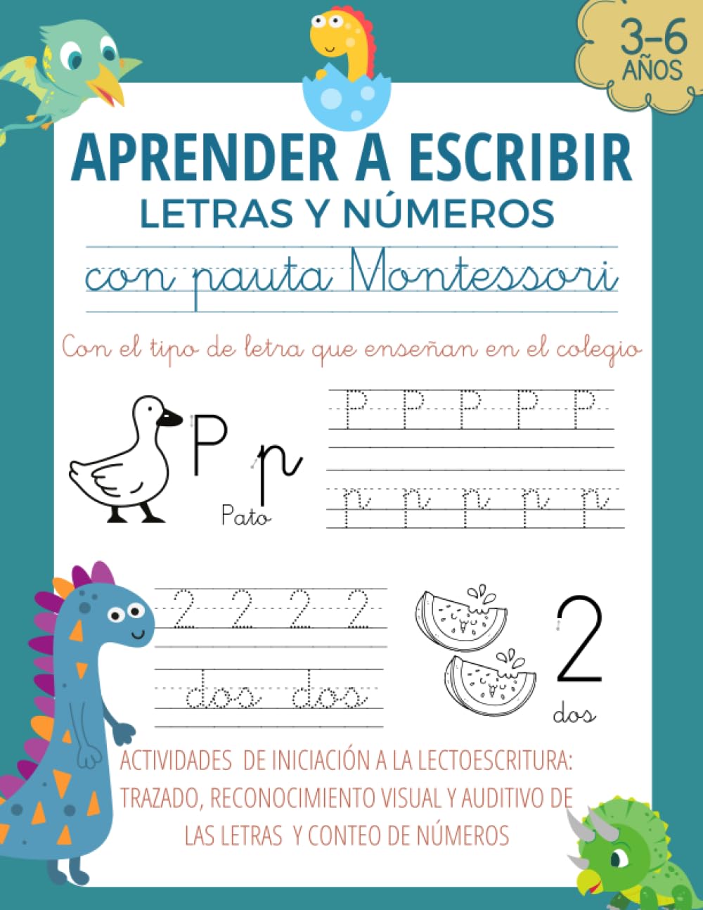 APRENDER A ESCRIBIR LETRAS Y NÚMEROS CON PAUTA MONTESSORI: Caligrafía iniciación a lectoescritura niños de 3 4 5 6 años . Libro de escritura letra ... versión en español