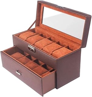 Scatola per Orologio in Pelle PU a 10 Slot Scatola di immagazzinaggio Scatola a Doppio Strato Design con Tetto apribile Trasparente Bella Chiusura in Flanella Senza acidi Uptodate