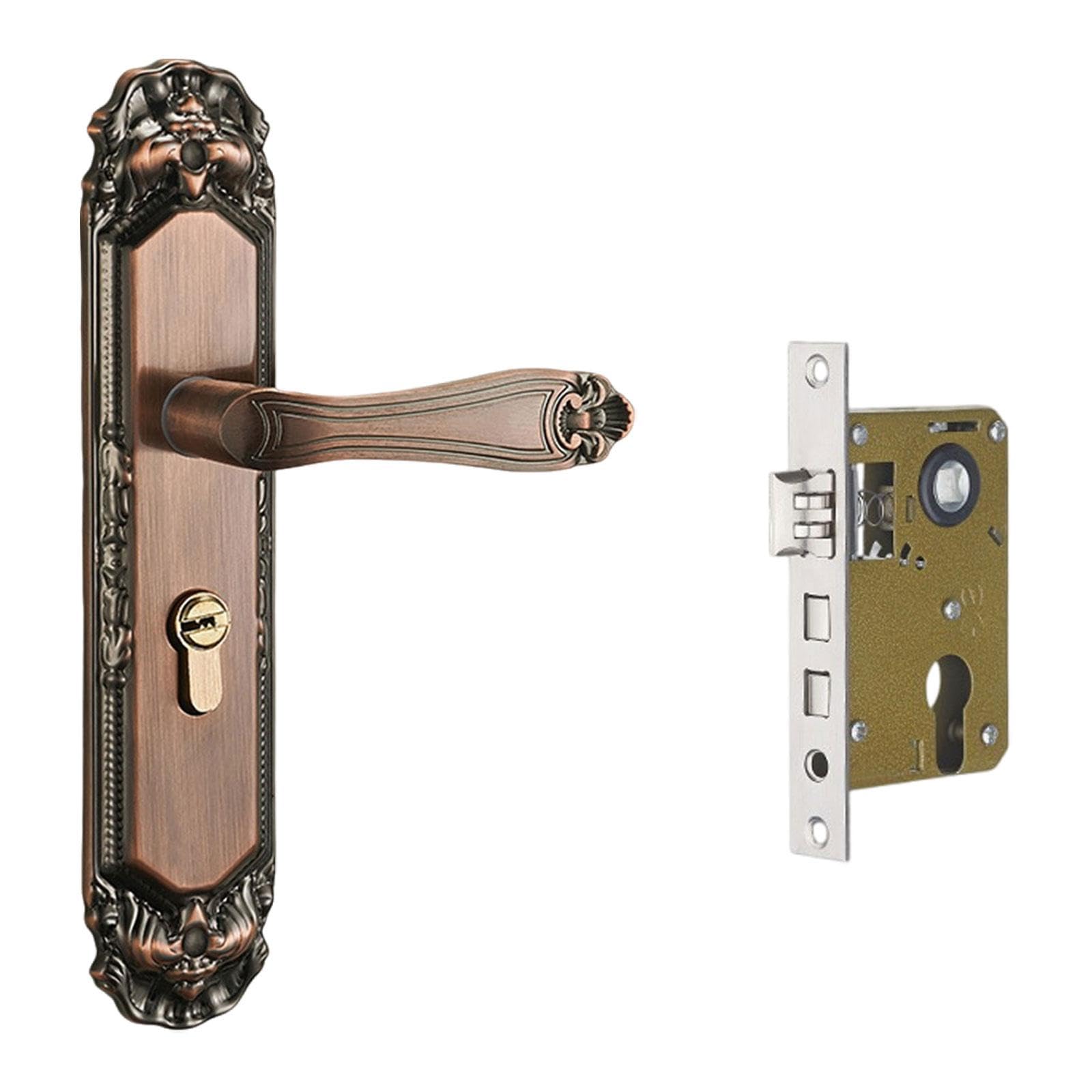 MagiDeal European Style Door Handle Vintage Door Lock Easy Installation Sturdy for Home and Guard Retro for Interior Room for Kitchen, Style C