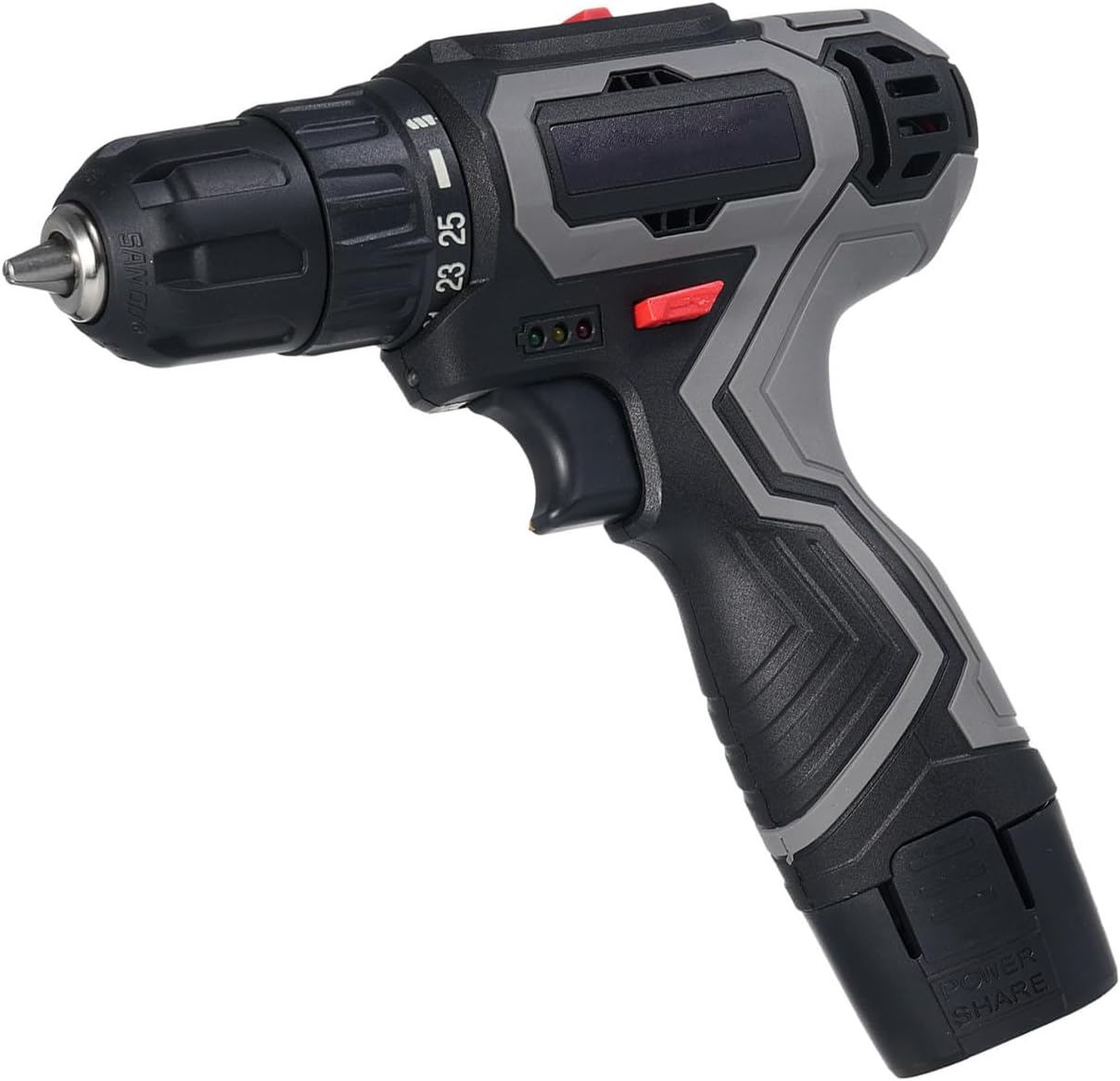 Electric Drill Sets Cordless Drill Driver 25 1 Torque Setting Dual Speed Infinitely Variable Speed for Wood Metal Wall Drilling Screw Repairing 2PCS 12V Battery (US plug 2 battery)