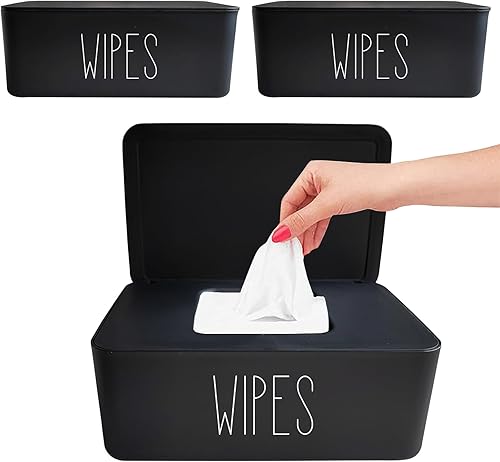 Miniatura 9 de Moorfowl Paquete de 3 dispensadores de toallitas de bebé, soporte para toallitas desechables, 7.28 pulgadas de largo x 4.80 pulgadas de ancho x 2.75