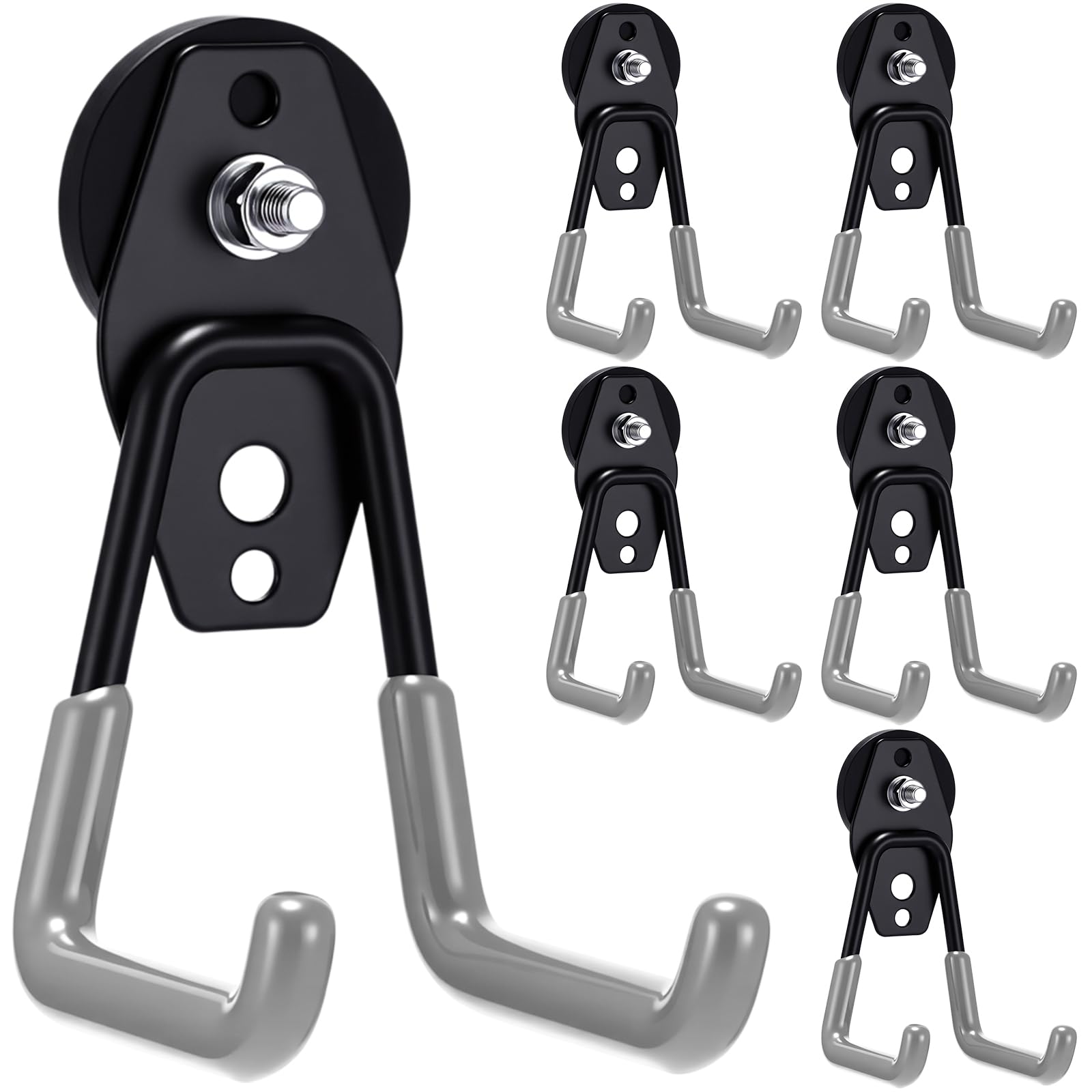 Landhoow 6 Pcs Large Magnetic Hooks Heavy Duty Magnet Hooks, Grey