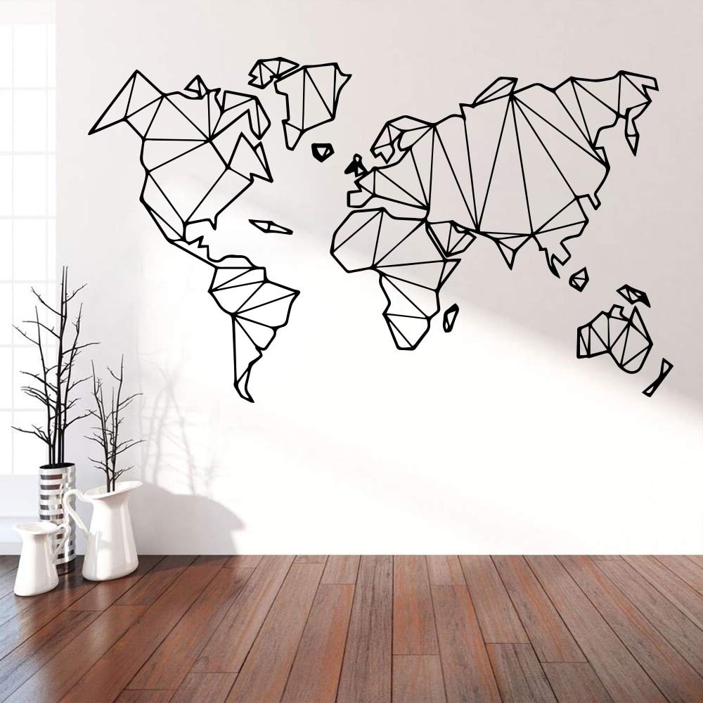 Naklejki ścienne Naklejki ścienne Geometryczna mapa świata Vinyl Mural Wymienne naklejki Dom Salon Sypialnia Dekoracja Naklejka 200x116cm