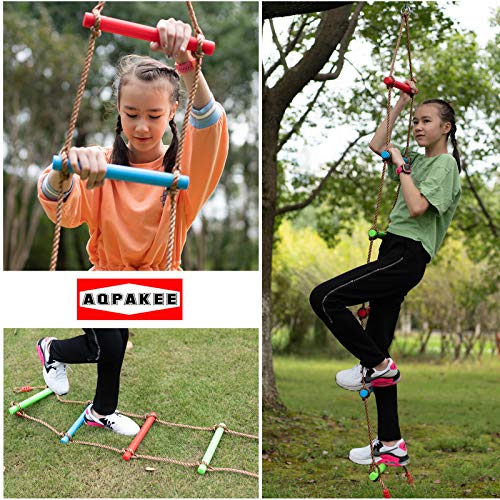 Rainbow Climbing Rope ladders for Kids, Kids Ninja Course Accessories, Playground Swings and Tree House Climbing Rope ladders