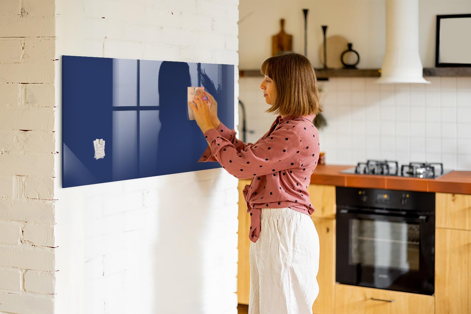 Premium Glas-Magnettafel | Magnetisches Whiteboard mit Glasoberfläche | Mit starken Neodym-Magneten & Marker | Perfekt für Büro, Küche & Arbeitszimmer - 120x60cm Blaue Farbe