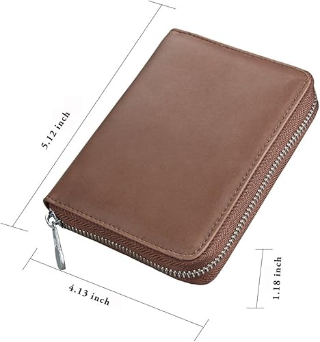 Miniatura 5 de boshiho Cartera con bloqueo RFID de 24 ranuras para tarjetas de crédito, de piel auténtica, organizador de múltiples tarjetas, con cremallera