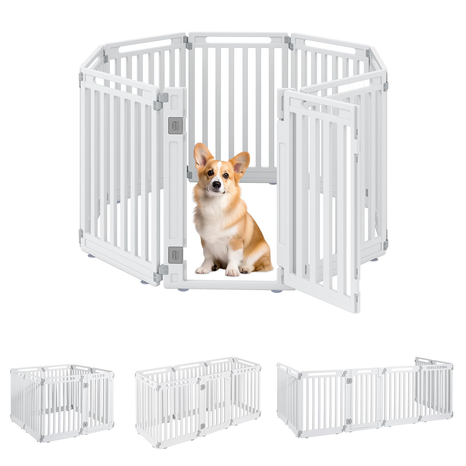 COSTWAY Recinto per Cani PortatileAlto 81cm, Bianco,8 Pannelli