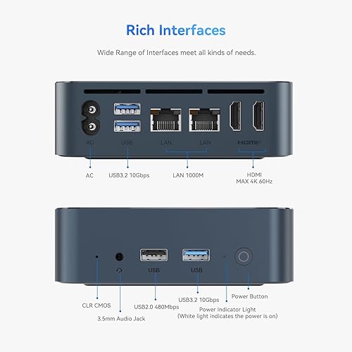 Vista 6 de TRIGKEY Mini PC Key-N150, Intel Twin Lake N150 (hasta 3.6 GHz) 16 GB DDR4 500 GB M.2 PCIe SSD, Mini computadoras de escritorio, gráficos Intel 24EUs