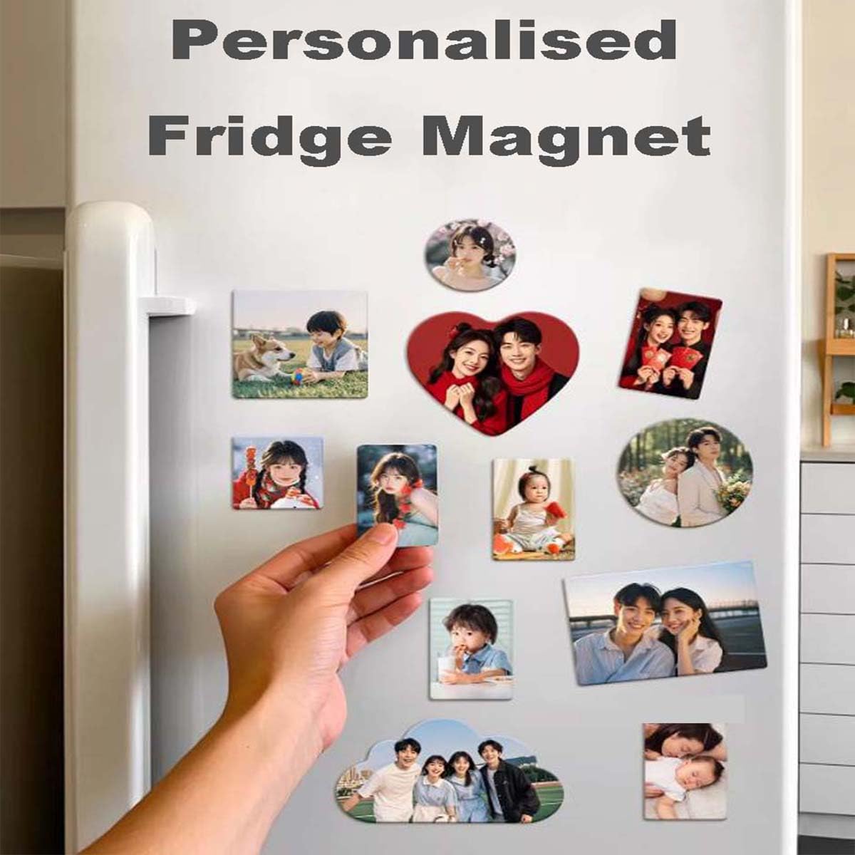 Personalised Fridge Magnet - Custom Magnetic Photo Fridge Frame for Fridge/Locker, Office & Home Decoration - Unique Anniversary Day Gifts (Pack of 1)