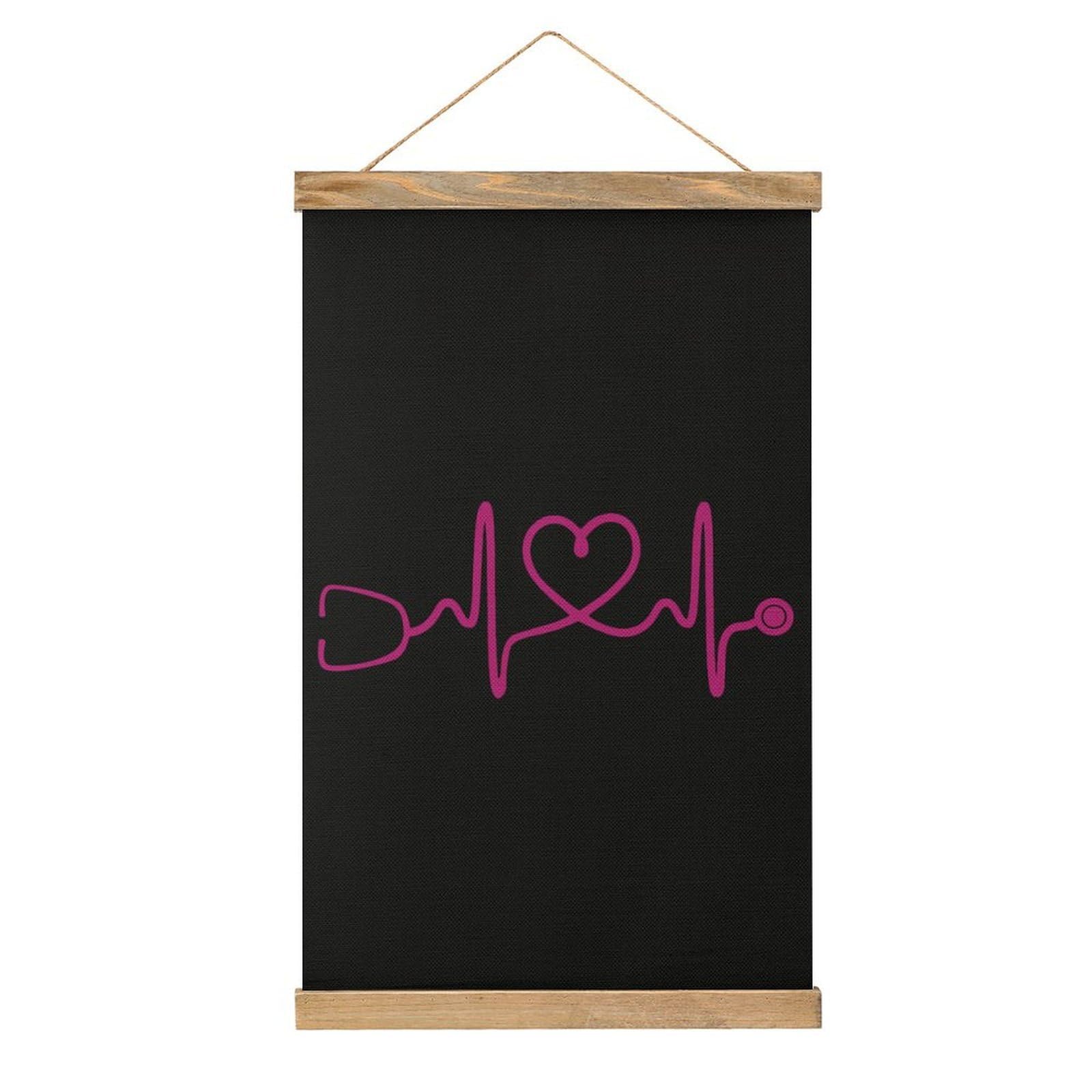 CGSBNGHA Heartbeat Nurse Wall Art Prints Linen Hanging Painting Scroll Paintings Pictures Decor for Home