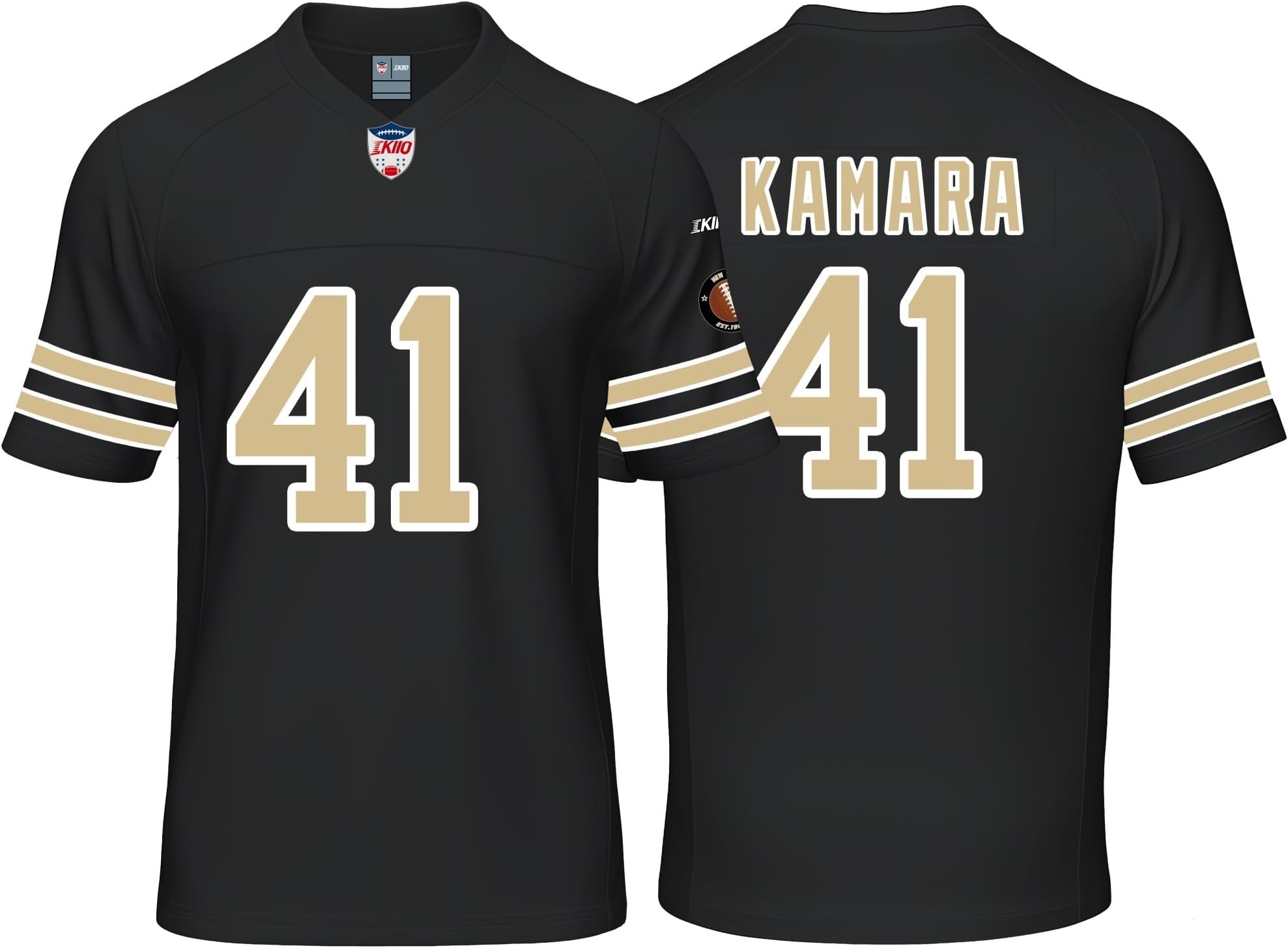 Custom Mens/Youth Football Stitched T-Shirt for Sports Fan Black/White No Brand/Logos