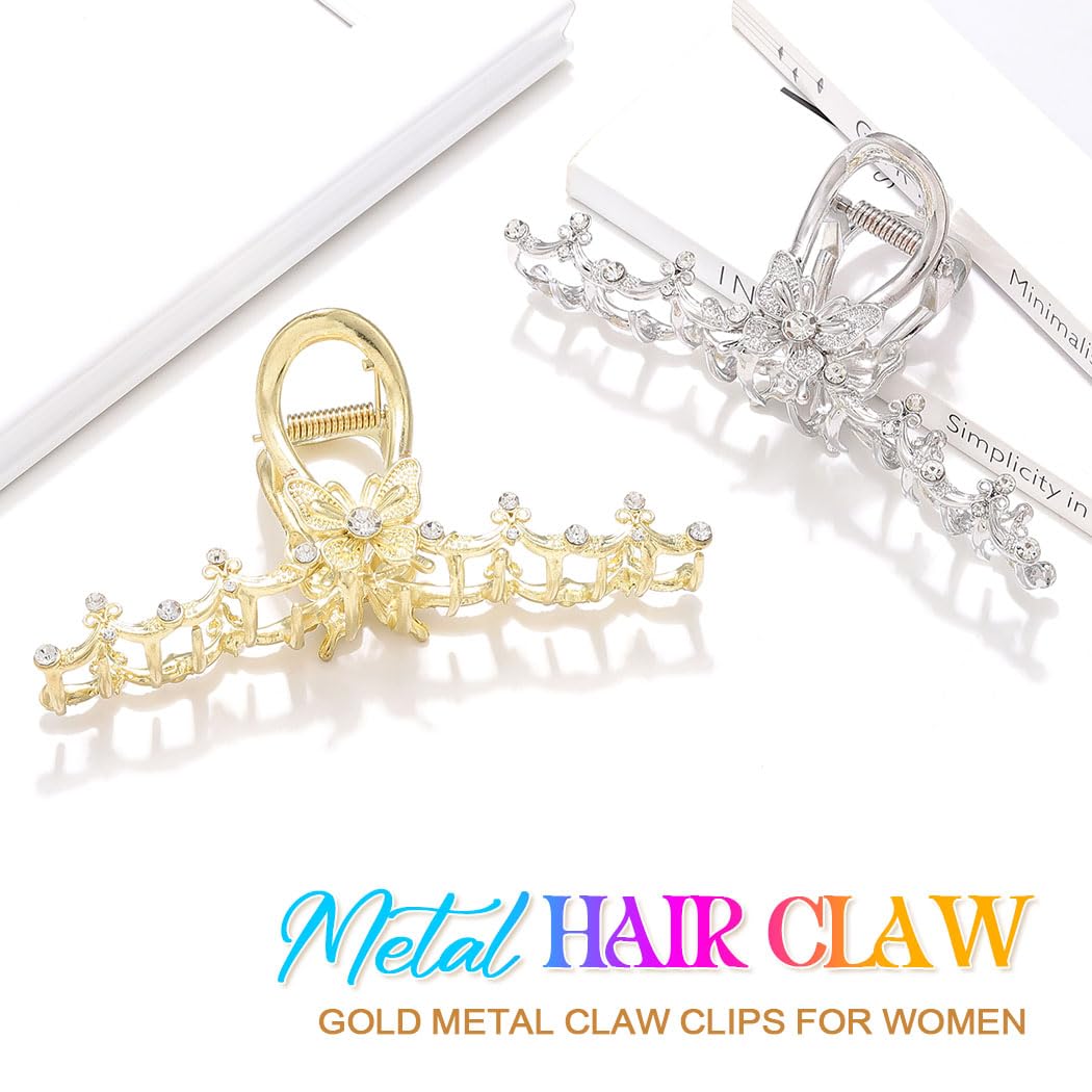 Fashey Metal Claw Clips Gold Rhinestone Hair Claws Butterfly Hair Clip Hair Accessories for Women - Image 2