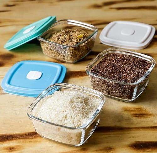 Tigela De Vidro 1 Litro Facilita Vap Marinex Pote Transparente Com Tampa De Cores Sortidas