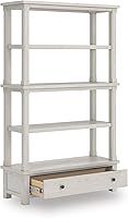 Signature Design by Ashley Robbinsdale Antique White Bookcase - 4 Fixed Shelves, Drawer, Modern Farmhouse, 45"W x 74.63"H