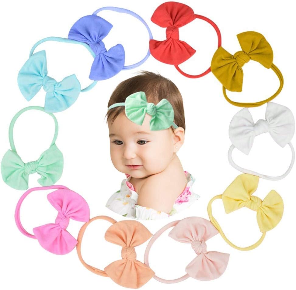 Baby Girl Bows Headbands Hair Accessories for Newborn Infant Toddler Girls' Shower (10 Pack Different Colors)