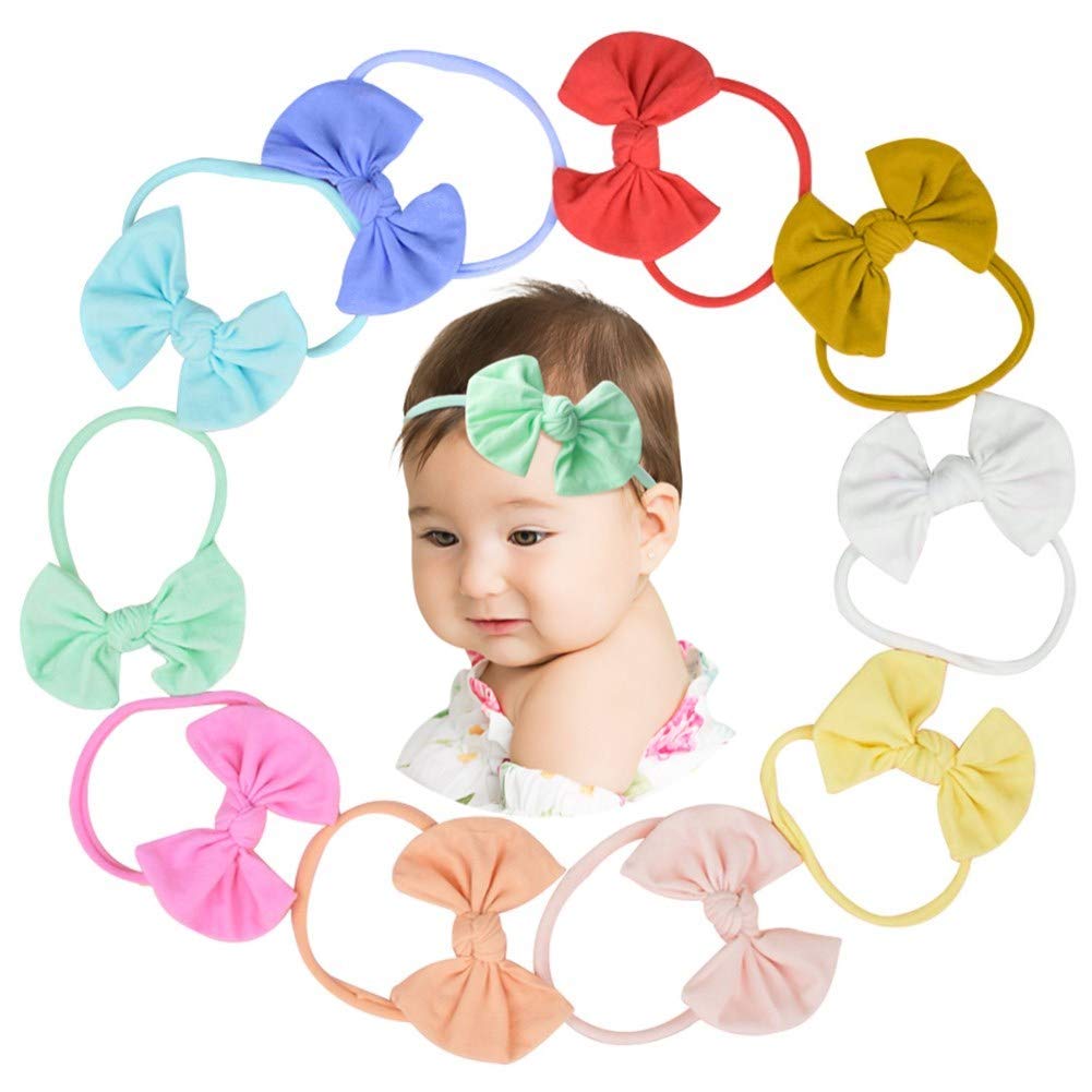 Baby Girl Bows Headbands Hair Accessories for Newborn Infant Toddler Girls' Shower (10 Pack Different Colors)
