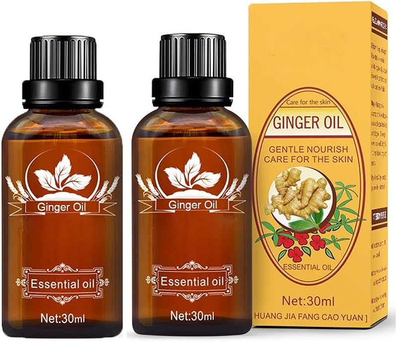 Vamotto Óleo de gengibre para massagem corporal, 2 frascos de 30 mL