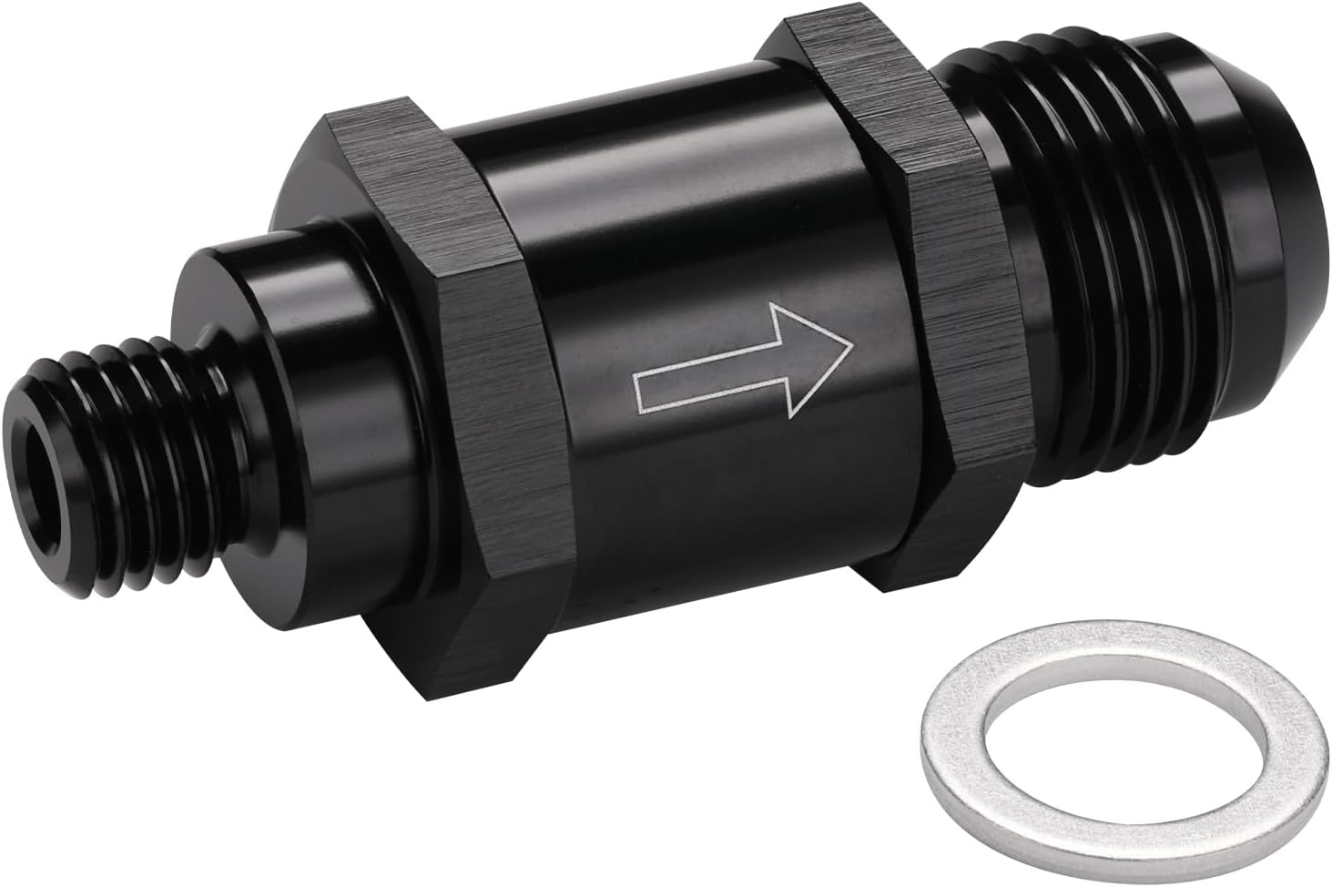 M12x1.5 Metric to 10AN Male Non Return One Way EFI Inline Check Valve Fitting Aluminum Black