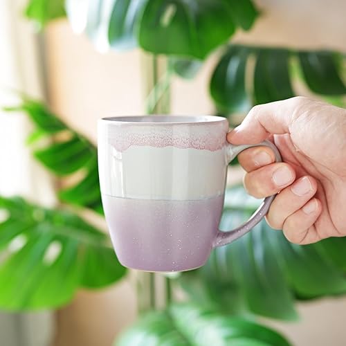 Miniatura 6 de Bosmarlin Juego de 4 tazas de café de cerámica, 17 onzas, 4 colores para elegir, tazas de té, aptas para microondas y lavavajillas, esmalte reactivo