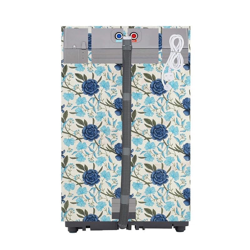 Image of WOAH Top Load Fully Autometic Washing Machine Cover Compatible With ifb samsung bosch whirlpool haier lg and All Brand Universal Size 7kg | 7.5kg | 8kg (Blue rose) D