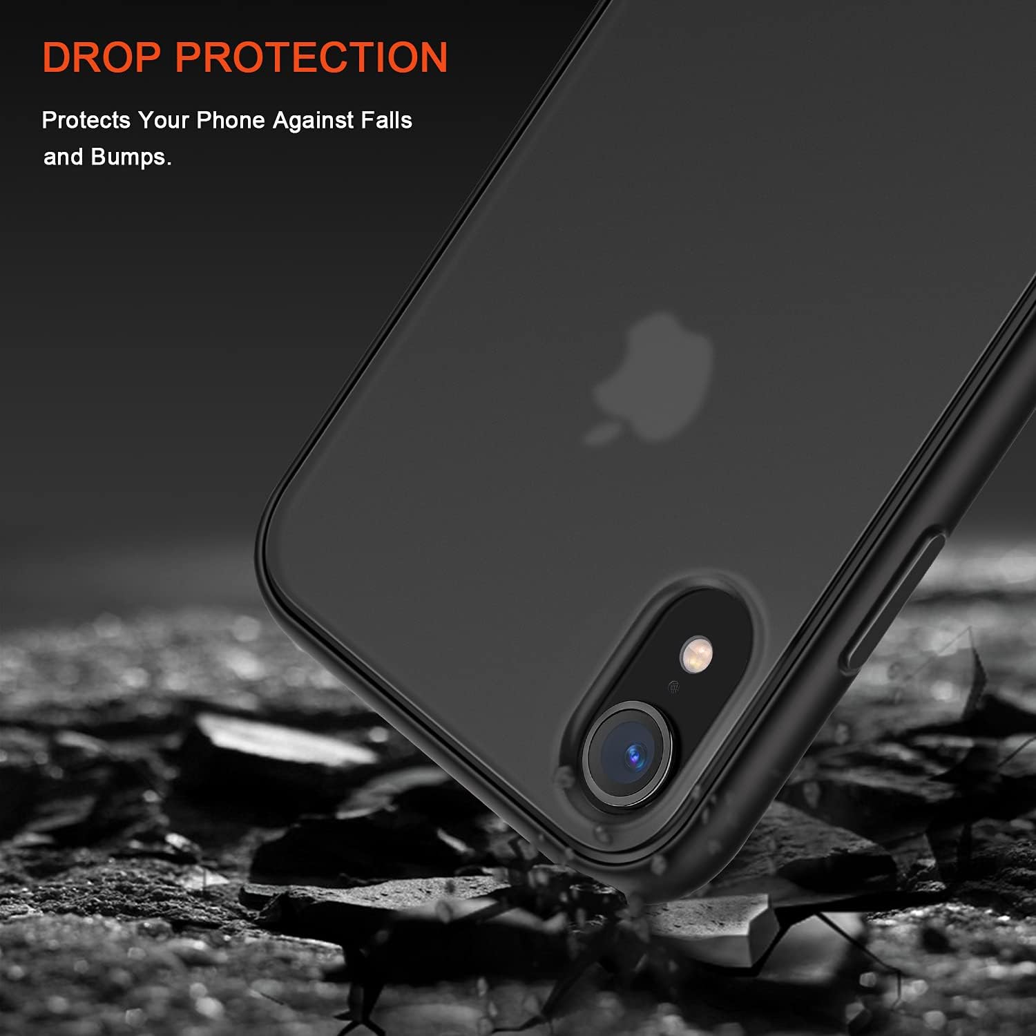 TENDLIN Compatible with iPhone XR Case Translucent Matte Hard Back with Soft Silicone Bumper Comfortable Case (Black)