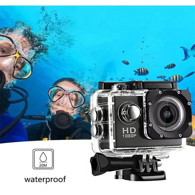 Cámara de acción 1080P HD 2.0 Pulgadas, cámara subacuática, cámara Deportiva Impermeable de 3 MP con Kits de Accesorios, para natación, Buceo, Bicicleta, Motocicleta, etc. (Blanco)