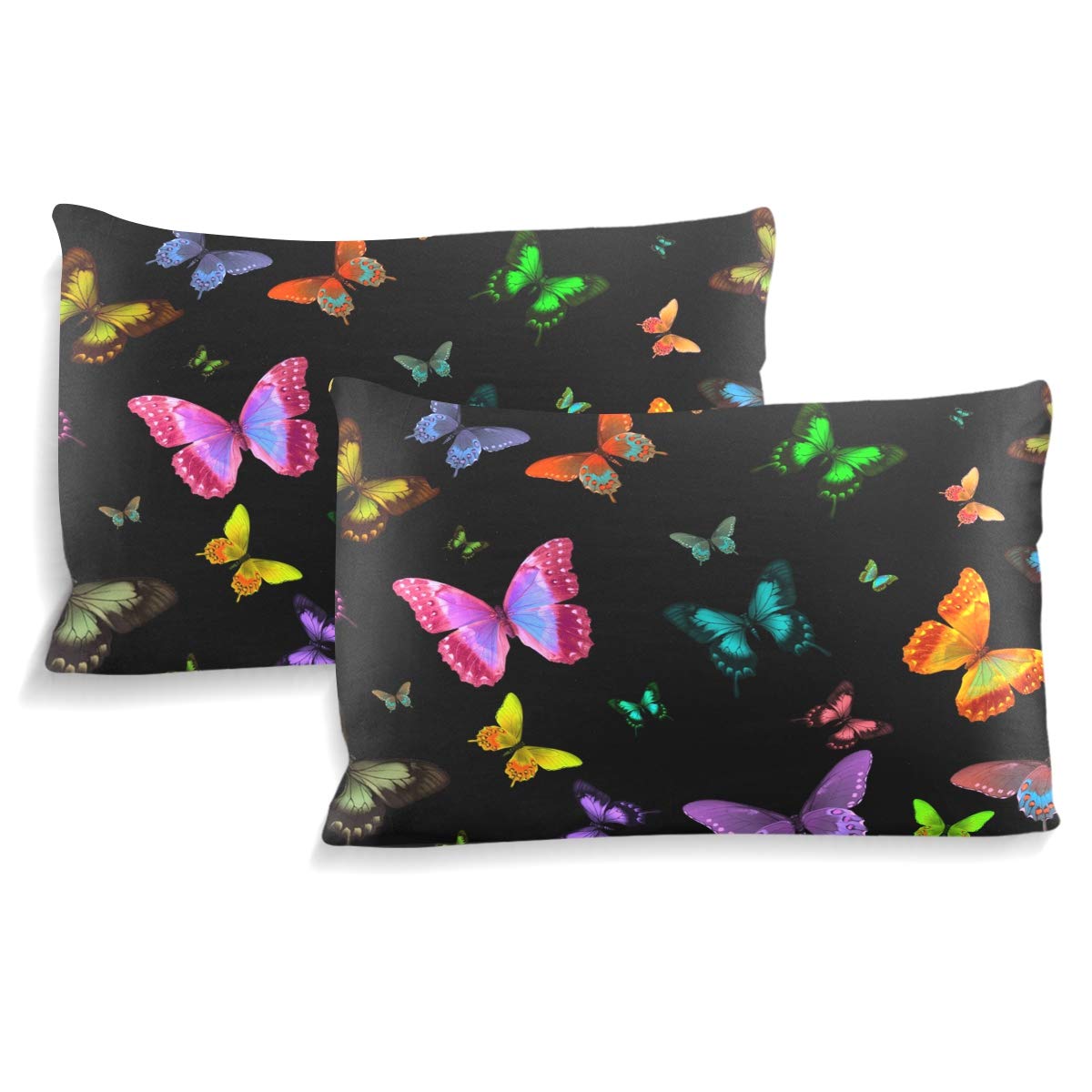 MONTOJ - Set di 3 federe con motivo a farfalle colorate, facili da montare, con 2 federe per adolescenti e decorazioni per camera da letto